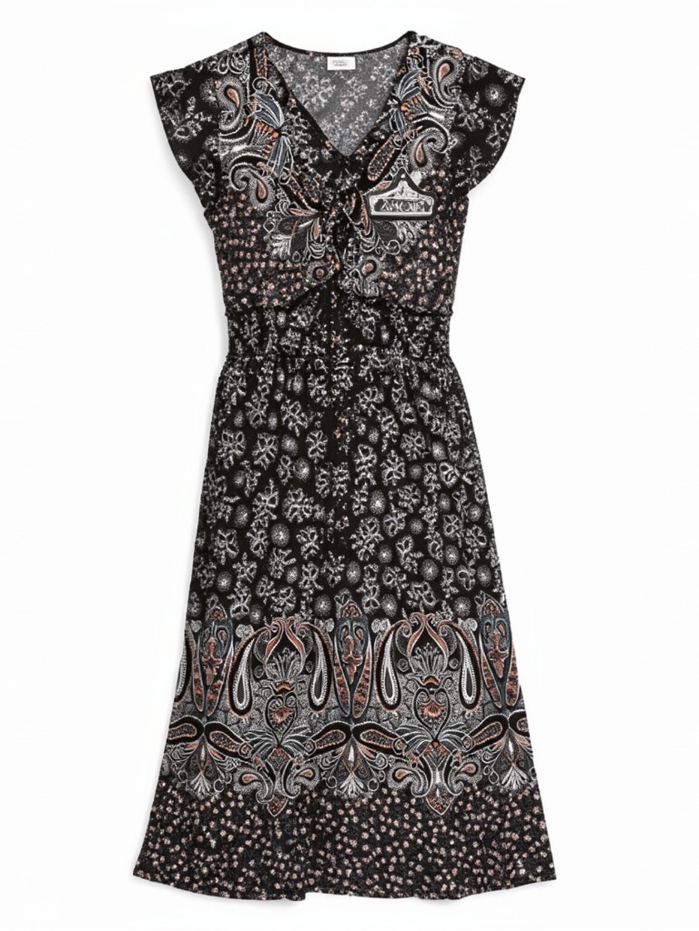 Angie’s Black Paisley Print V‑Neck Maxi Dress New With Tags